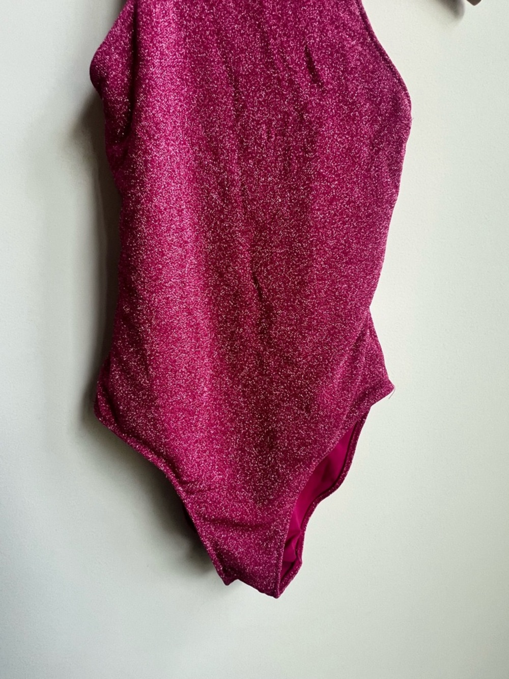 Good American 2 Hawiian Pink Sparkle High Neck One Piece Swim Swimsuit Racerback - Picture 7 of 15